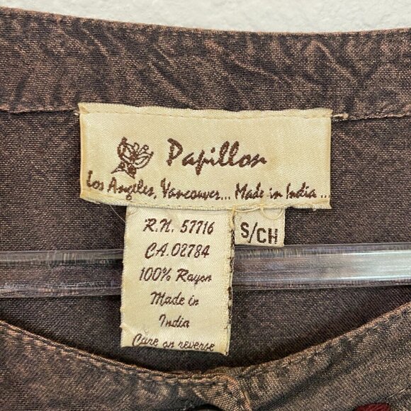 Vintage Papillon Brown and Red Bohemian Embroidered Tunic - Picture 5 of 8